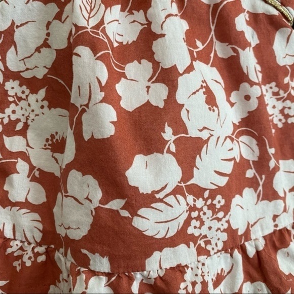 Janie and Jack Rust Orange Floral Print Ruffle Smocked Tank Top - Picture 6 of 10